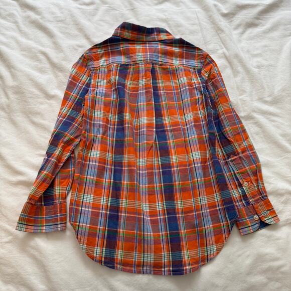 Ralph Lauren Orange Plaid Button Down Fall Dress Shirt Boys Size 8 - Picture 2 of 5